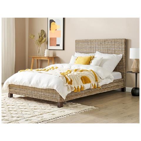 Letto Matrimoniale Rattan Naturale 140 X 200 Cm Salbris - Foto 1