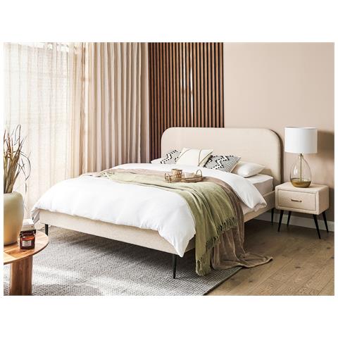 Letto Bouclé Flayat 160 X 200 Cm Beige Chiaro - Foto 1