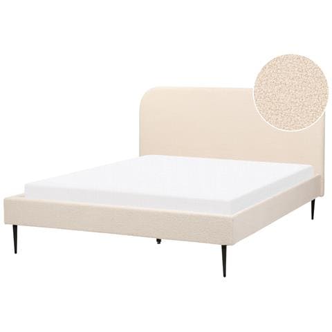Letto Bouclé Flayat 160 X 200 Cm Beige Chiaro - Foto 2