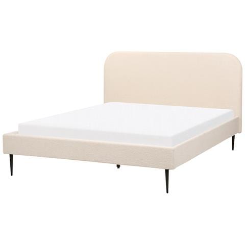 Letto Bouclé Flayat 160 X 200 Cm Beige Chiaro - Foto 8