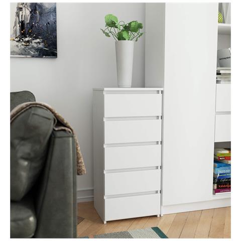 Cassettiera CL5, 5 cassetti, 40x35x92 cm, Colore Bianco - Foto 5