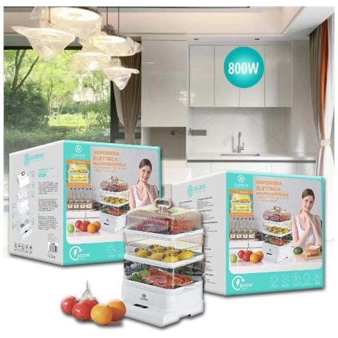 Trade Shop - Vaporiera Elettrica Multifunzionale Cuoci Vivande 800w Timer Automatico Tx-8440 - Foto 1