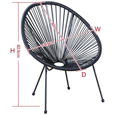 Set Di 2 Sedie Da Giardino Nere Acapulco - Foto 2