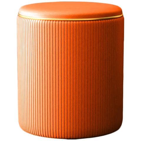 Pouf Contenitore Ecopelle Arancione Decoro Oro Poggiapiedi Seduta Comoda 35x45cm - Foto 1