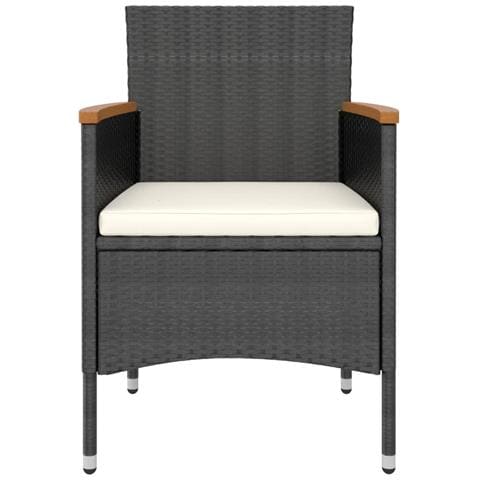 Set Bistrot Per Giardino 5 Pz Polyrattan E Massello Acacia Nero - Foto 2