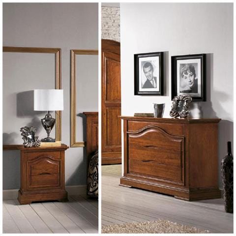 Gruppo Como' 2 Comodini Classico In Legno Sagomato Tinta Noce - Foto 1