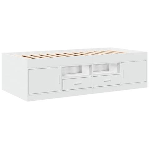 Divano Letto Con Cassetti Bianco 75x190 Cm In Legno Multistrato - Foto 1