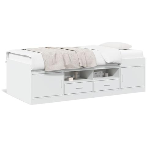 Divano Letto Con Cassetti Bianco 75x190 Cm In Legno Multistrato - Foto 8
