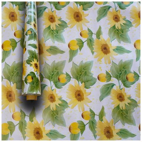 ***mega Stock*** Rotolo Da 20 Metri (h140cm) Di Tovaglia Pvc Telata Cerata Per Casa, Sagre, Pizzerie Girasoli Con Verde - Foto 1