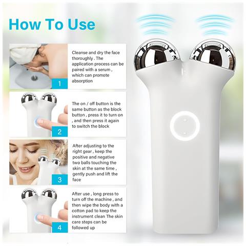 Dispositivo Facciale A Microcorrente, Rughe Levigate, Rassodamento Della Pelle, Ricaricabile Tramite Usb, Massaggiatore Viso Antietà, Lifting Face - Bianco - Foto 4