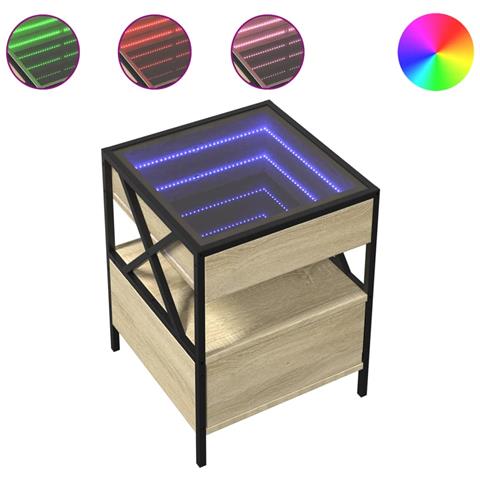 Tavolino Da Salotto Con Led Infinity Rovere Sonoma 40x40x51 Cm - Foto 2