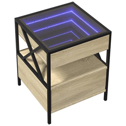 Tavolino Da Salotto Con Led Infinity Rovere Sonoma 40x40x51 Cm - Foto 3