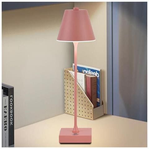 Lampada Da Tavolo Ricaricabile Usb Luce Bianca Calda Naturale Lume 10 Watt Rosa - Foto 1