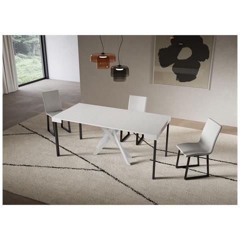 Consolle Allungabile 90x40/196 Cm Saki Small Bianco Frassino Gambe Bianche - Foto 2