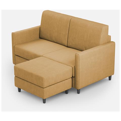 Divano Karay 2 Posti Medio (due Sedute Da 70cm) + Pouf Misure Esterne L. 158 P. 145 Colore Ocra - Foto 1