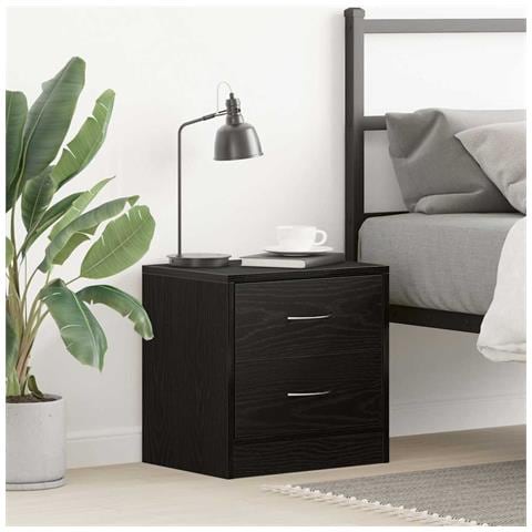 Comodino Rovere Nero 40x30x40 cm in Legno Multistrato - Foto 1