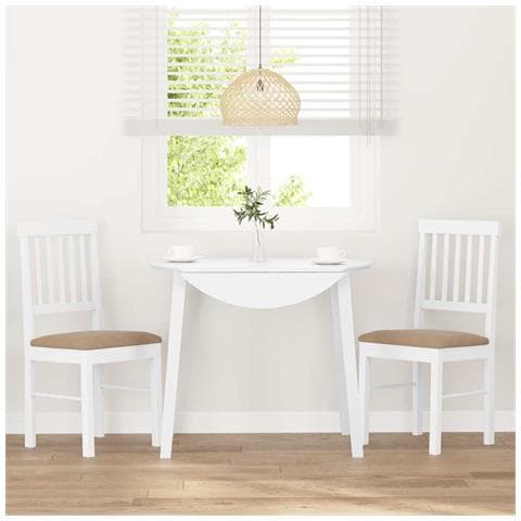 Sedie da Pranzo con Cuscini 2 pz Bianco Legno Massello di Hevea - Foto 10