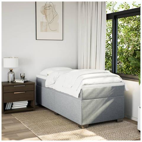 Giroletto A Molle Con Materasso Grigio Chiaro 90x190 Cm Tessuto - Foto 3