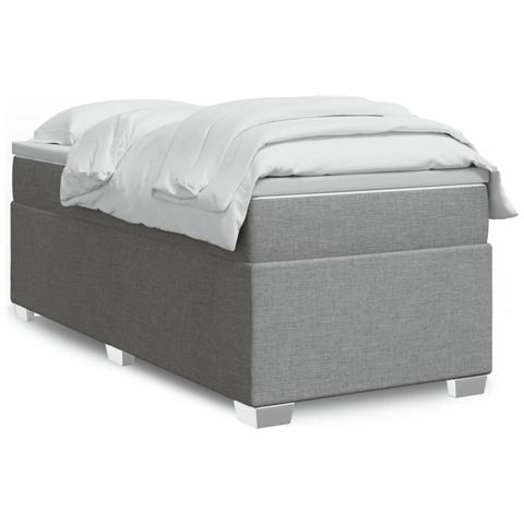 Giroletto A Molle Con Materasso Grigio Chiaro 90x190 Cm Tessuto - Foto 1