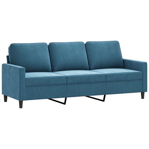 Divano A 3 Posti Blu 180 Cm In Velluto - Foto 2