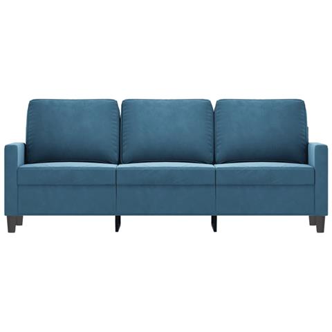 Divano A 3 Posti Blu 180 Cm In Velluto - Foto 3