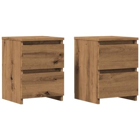 Comodini 2pz Rovere Artigianale 30x30x40cm In Legno Multistrato - Foto 1