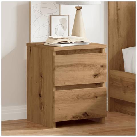 Comodini 2pz Rovere Artigianale 30x30x40cm In Legno Multistrato - Foto 3