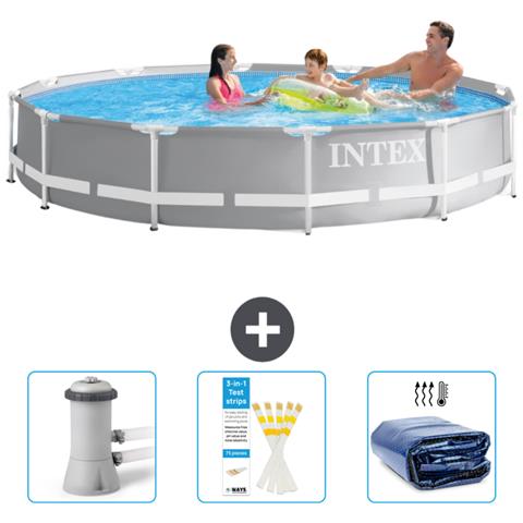 Piscina Fuori Terra - In Giro - 366x366x76 Cm - Grigio - Include Accessori Coordinati Cb74 - Foto 1