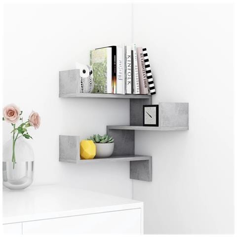 Scaffale Angolare A Muro Grigio Cemento 40x40x50 Cm Multistrato - Foto 2