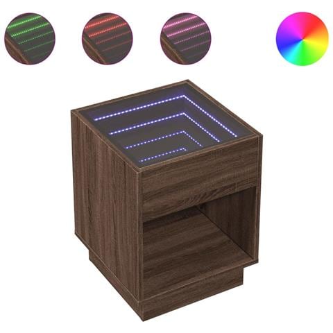 Tavolino da Salotto con LED Infinity Rovere Marrone 40x40x50 cm - Foto 1