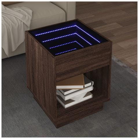 Tavolino da Salotto con LED Infinity Rovere Marrone 40x40x50 cm - Foto 2
