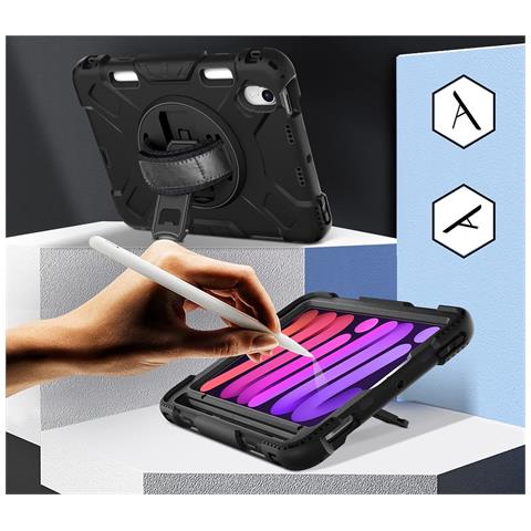 Custodia Per Ipad Mini 6 8.3"" Girevole Cavalletto E Alloggiamento Per Stilo Nera - Foto 2