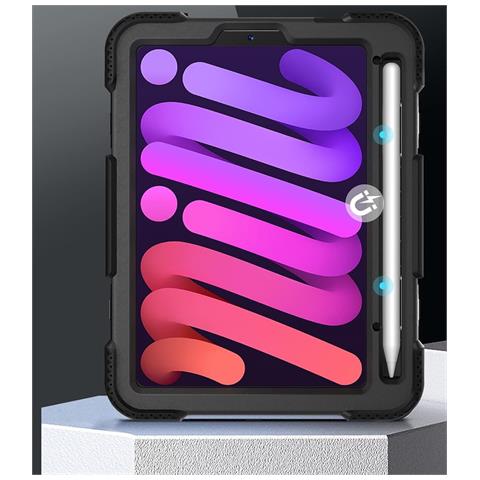 Custodia Per Ipad Mini 6 8.3"" Girevole Cavalletto E Alloggiamento Per Stilo Nera - Foto 4