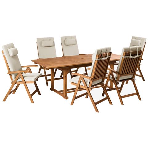 Set Da Pranzo Da Giardino 6 Posti Java Premium Legno D \'acacia Tortora - Foto 2
