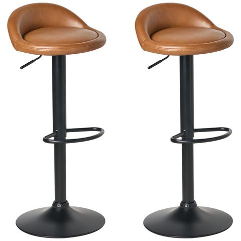 Set Di 2 Sgabelli Da Bar Meeder Pelle Sintetica Marrone - Foto 2