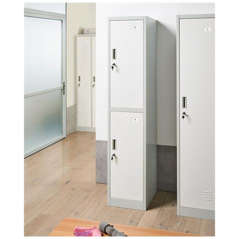 Armadietto A 2 Livelli Athlete Metallo Grigio/ Bianco - Foto 1