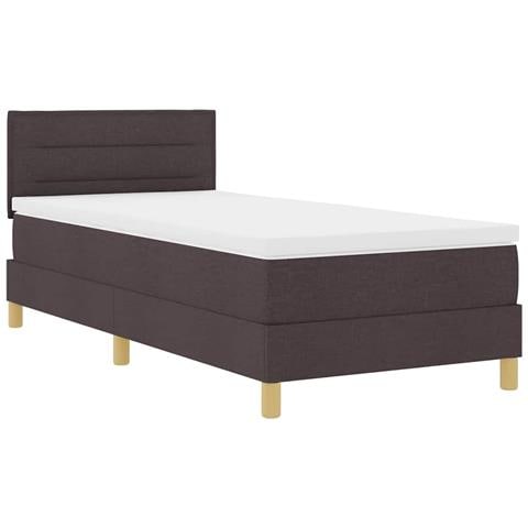 Letto a molle con materasso Marrone scuro 90 x 190 cm Tessuto - Foto 1