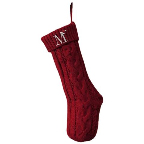 Calza Di Natale Ricamata Con Lettera M - Decorazione Festiva In Maglia - Foto 1