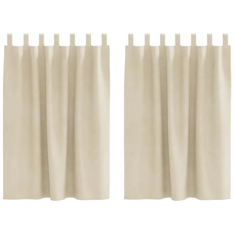Tende con tende 2 pcs Crema 140 x 140 cm Velluto - Foto 1