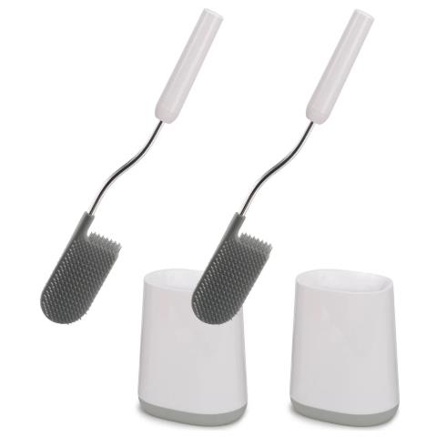 Set 2 Spazzole Da Bagno Flex Lite Design Flessibile E Igienico Testa A Forma Di D Per Pulizia Efficace Include Supporto Colore Grigio Chiaro - Foto 1