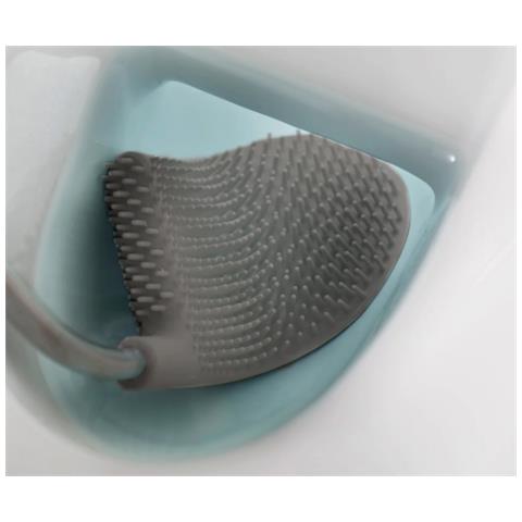 Set 2 Spazzole Da Bagno Flex Lite Design Flessibile E Igienico Testa A Forma Di D Per Pulizia Efficace Include Supporto Colore Grigio Chiaro - Foto 5