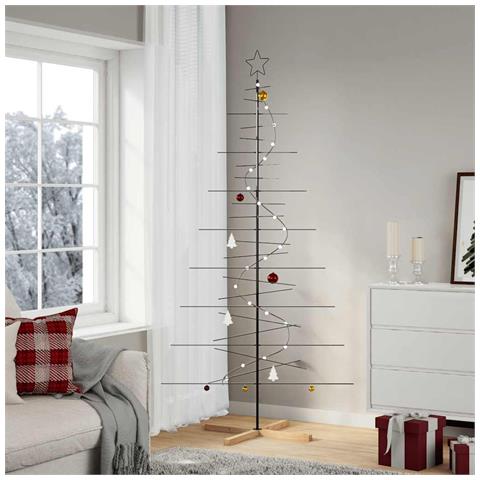 Albero di Natale in Metallo con Base in Legno Nero 210 cm - Foto 2