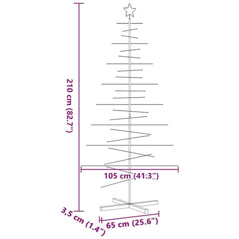 Albero di Natale in Metallo con Base in Legno Nero 210 cm - Foto 7