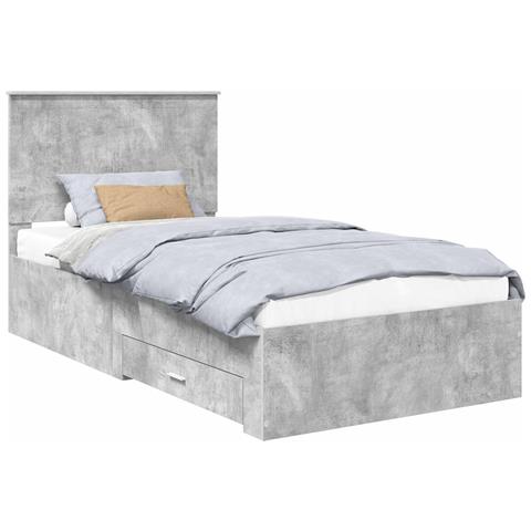 Struttura del letto con testiera Grigio cemento 100 x 200 cm - Foto 1