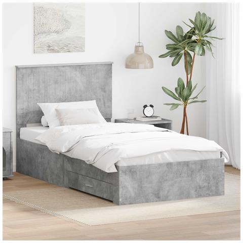 Struttura del letto con testiera Grigio cemento 100 x 200 cm - Foto 2