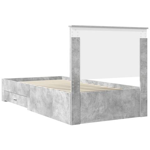 Struttura del letto con testiera Grigio cemento 100 x 200 cm - Foto 9