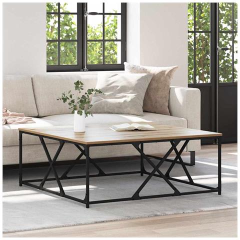 Tavolino da salotto Rovere artigianale 100 x 100 x 40 cm - Foto 2