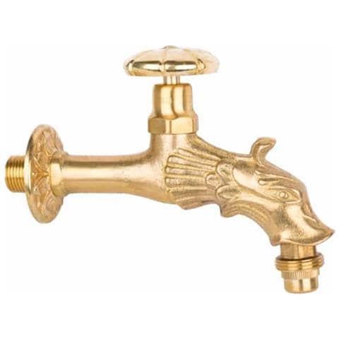 Rubinetto Da Giardino Esterno Ottone Antico Con Design A Drago  1/2 - Foto 1