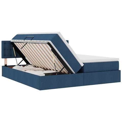Letto con luci a strisce a LED Blu 200 x 200 cm Tessuto - Foto 9