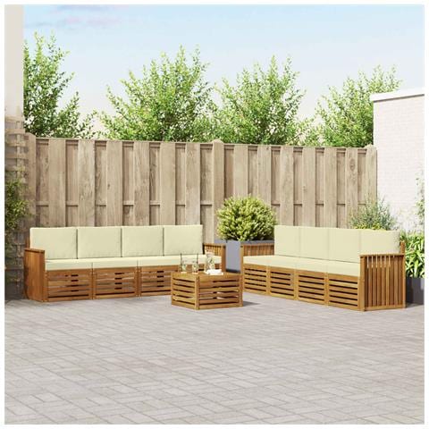 Set divani 9 pcs Naturale e Crema Legno di Acacia Massello - Foto 2